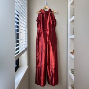 Red Shimmery Satin Jumpsuit